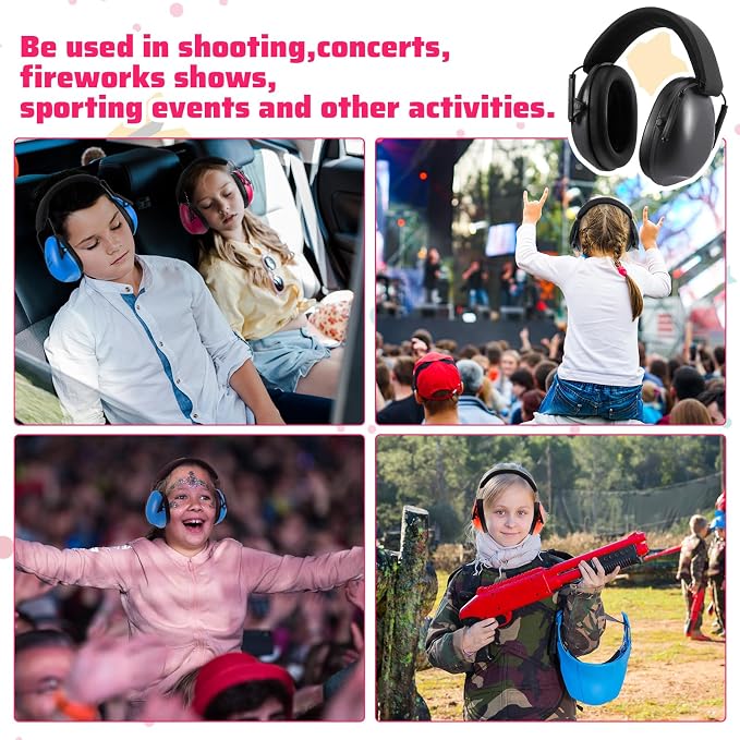 12 Pcs Kids Noise Cancelling Headphones Ear Muffs Classic Style | Ear Protection for Kids Adults 27dB Noise Reduction Hearing Earmuff for Autism Sensory Relief Concerts Fireworks Studying - Image 5