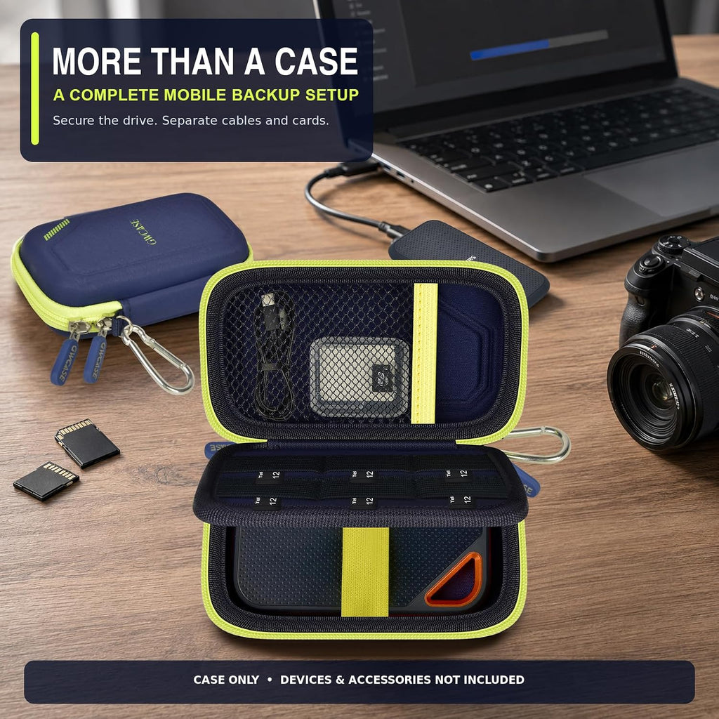 Hard Case Compatible with SanDisk Extreme PRO/for SanDisk 500GB 1TB 2TB 4TB Portable External SSD. Carrying Travel Holder for Crucial X8 External Solid State Drive (Navy Blue with SD Card Pocket) - Image 3
