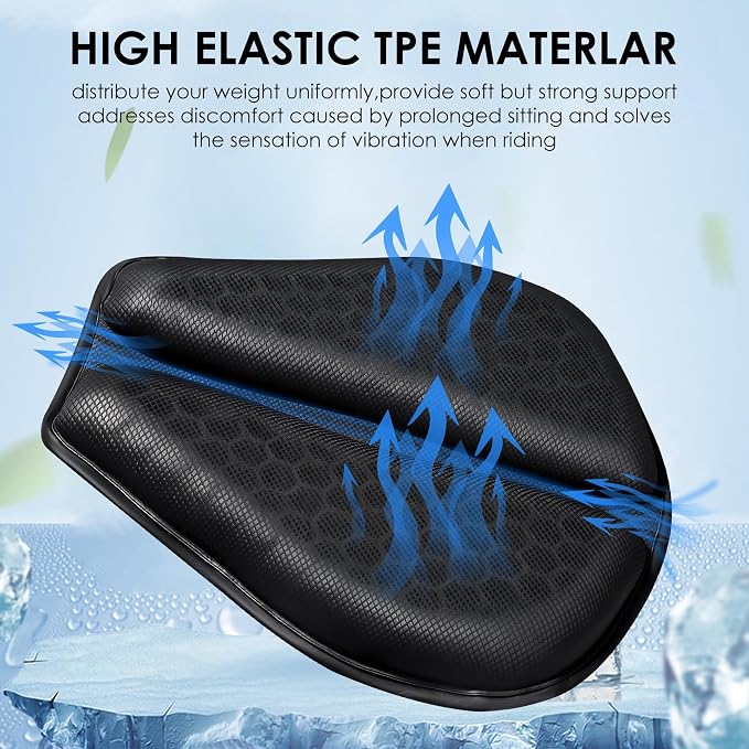 Motorcycle Gel Seat Cushion - Foldable Soft Pressure Relief Pad with Petal Ergonomic Design & 3D Honeycomb Breathable Structure, Cool & Comfortable for Long Rides (Black) - Image 2