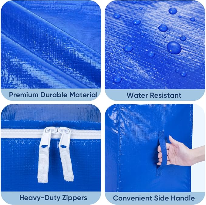 BALEINE 2-Pack Oversized Moving Bags with Reinforced Handles, Heavy-Duty Storage Tote for Clothes, Moving Supplies (Royal Blue, 2-Pack) - Image 7