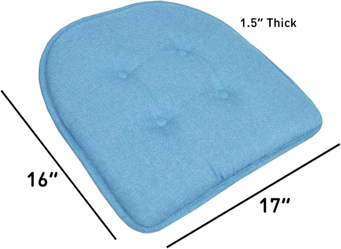 Chair Cushion Memory Foam Pads Tufted Slip Non Skid Rubber Back U-Shaped 17" x 16" Seat Cover, (Pack of 3) - Image 4