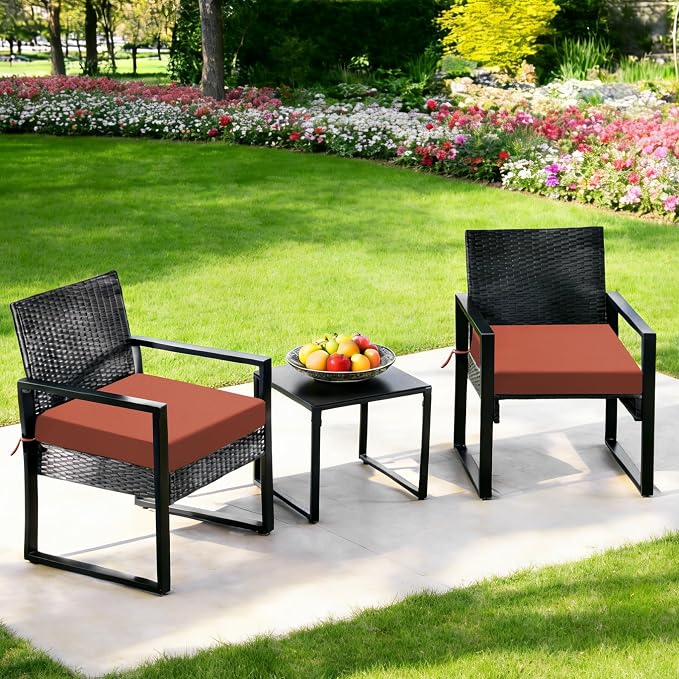 Outdoor Chair Cushions Set of 2, 19x19x3 Inch Waterproof & Fade Resistant Patio Furniture Seat Cushions with Ties, Square Outdoor Dining Chair Cushions for Lawn, Garden, Deck & Yard, Spice - Image 8