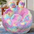 Plush Faux Fur Bean Bag Chairs, Memory Foam Filled Sofa Chair Shape Bean Bag for Adults/Teens/Kids, Ultra-Soft Lazy Sofa for Living Room Bedroom College Dorm, Rainbow by Aodenge