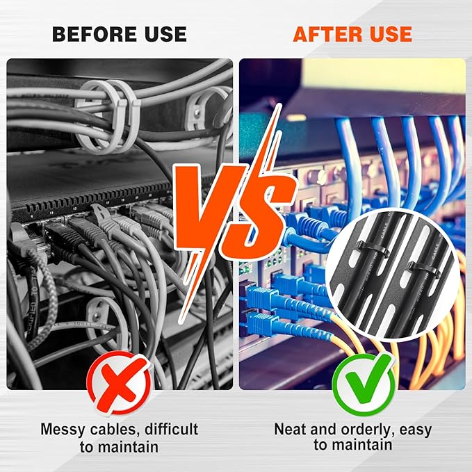 Zonon 8 Sets 1u 19 Inch Server Rack Cable Management Tie Bar Kit Includes 8 Pack 1u Tie Bars, 50 Zip Ties, 16 Cage Nuts & 16 Screws Work with Open Frame Enclosure Network Cabinet Mount Wire Management - Image 6