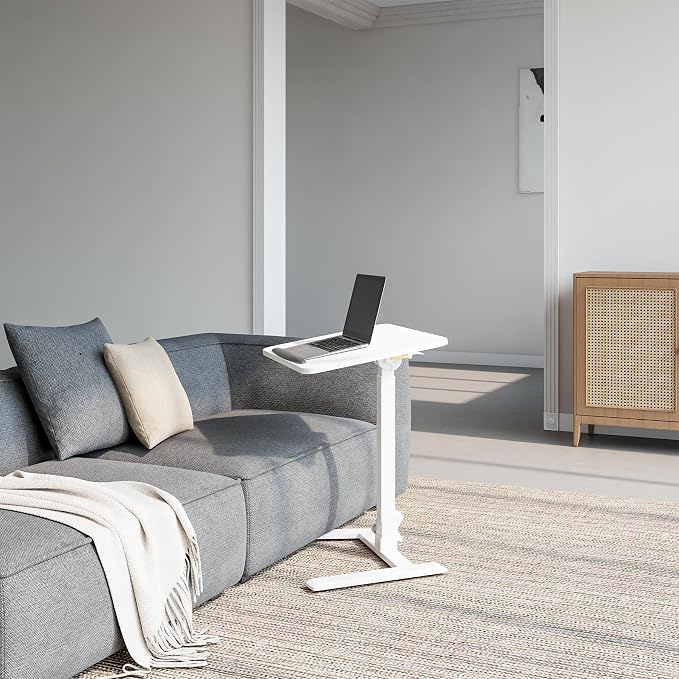 25" Mobile Folding Desk: Pneumatic Sit-Stand, No Assembly | 29-42" Height Adjustable Rolling Laptop Desk, Hidden Wheels, 0-90° Tilt Top. Ideal for Home Office, Craft & Study. - Image 6