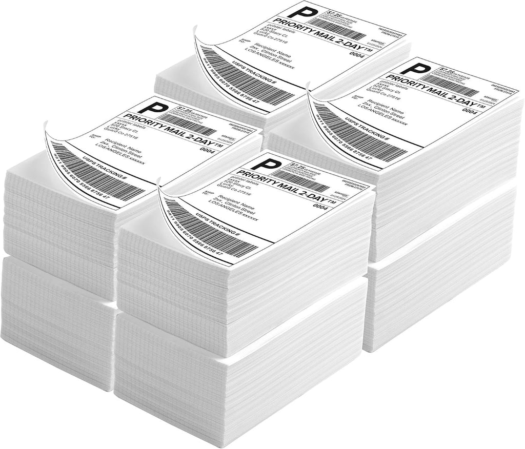 Fanfold 4" x 6" Direct Thermal Labels 4000 Thermal Printer Paper 8 Stacks Shipping Labels by LuckyGuard