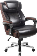 Flash Furniture Big and Tall Office Chair - Brown LeatherSoft Executive Swivel Office Chair with Headrest and Wheels | 500 LB Capacity, Padded Armrests, 360° Swivel, Height Adjustable, Commercial Grade by FlashFurniture