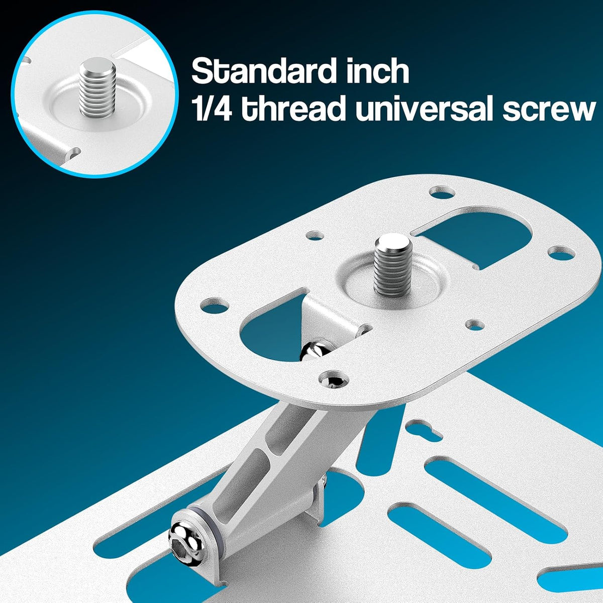 DAWASAPAT Adjustable Projector Stand with 1/4" Screw, Silver Ceiling Mount for Home Office Studio, Mini Projector Holder Bracket with Cable Ties - Image 4