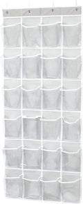 Simple Houseware 24 Pockets Large Clear Over the Door Shoe Organizer, Gray | 56" x 22.5", 4 Durable Metal Hooks, 5" x 9" Pocket Size, Multipurpose by SimpleHouseware