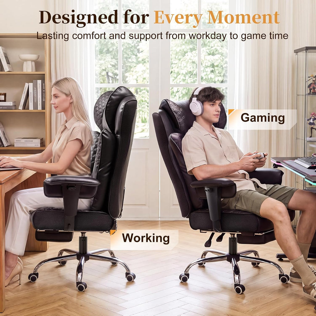COMHOMA Big and Tall Gaming Chair with Footrest Ergonomic Office Chair - Image 3