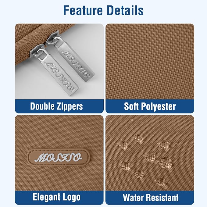 MOSISO Laptop Case 14 inch, Laptop Sleeve Bag with Pocket | Compatible with HP Lenovo Dell ASUS Acer, HP Stream, Dell Latitude, Polyester Vertical Computer Bag, Mocha - Image 4