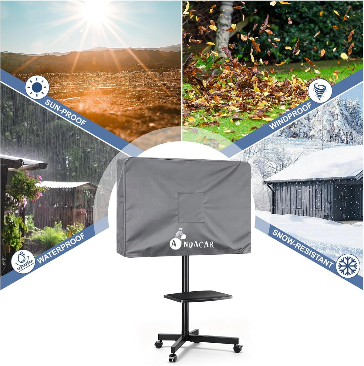 Mobile TV Stand Cover for 65 Inch Mobile TV Cart 57×7×33 In Grey - Image 7