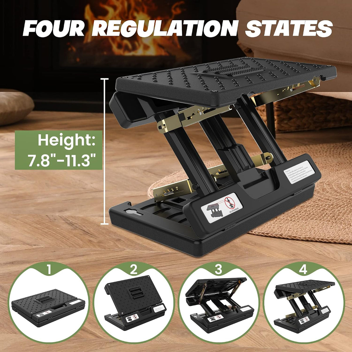 Foot Rest for Under Desk at Work, 4-Adjustable, Detachable Pad, Ergonomic - Image 2