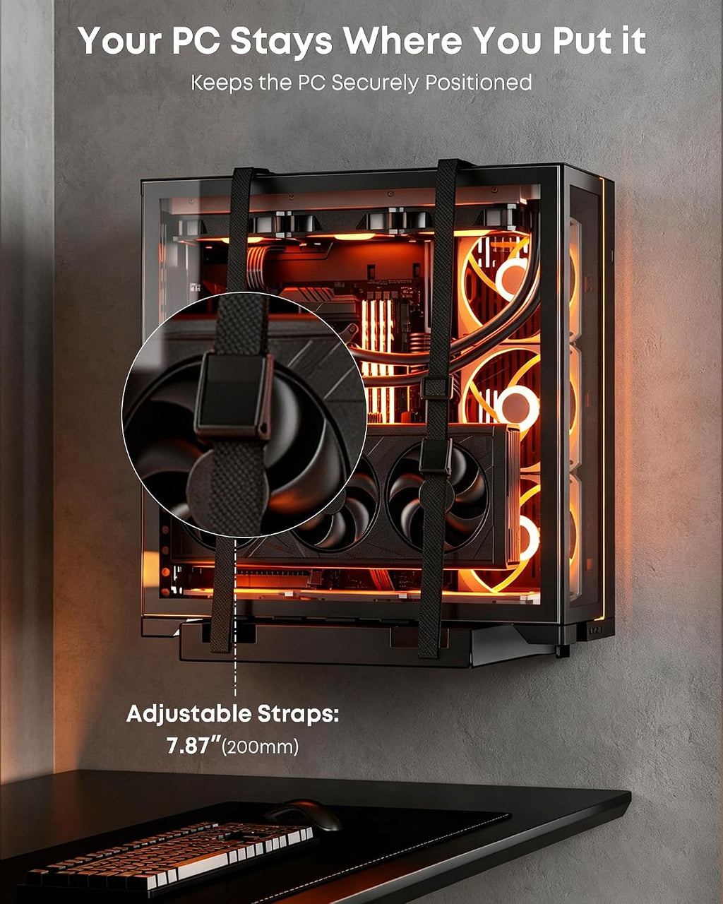 Heavy Duty PC Wall Mount for Most Mid Towers & Gaming PC Cases, Load 66lbs - Image 4