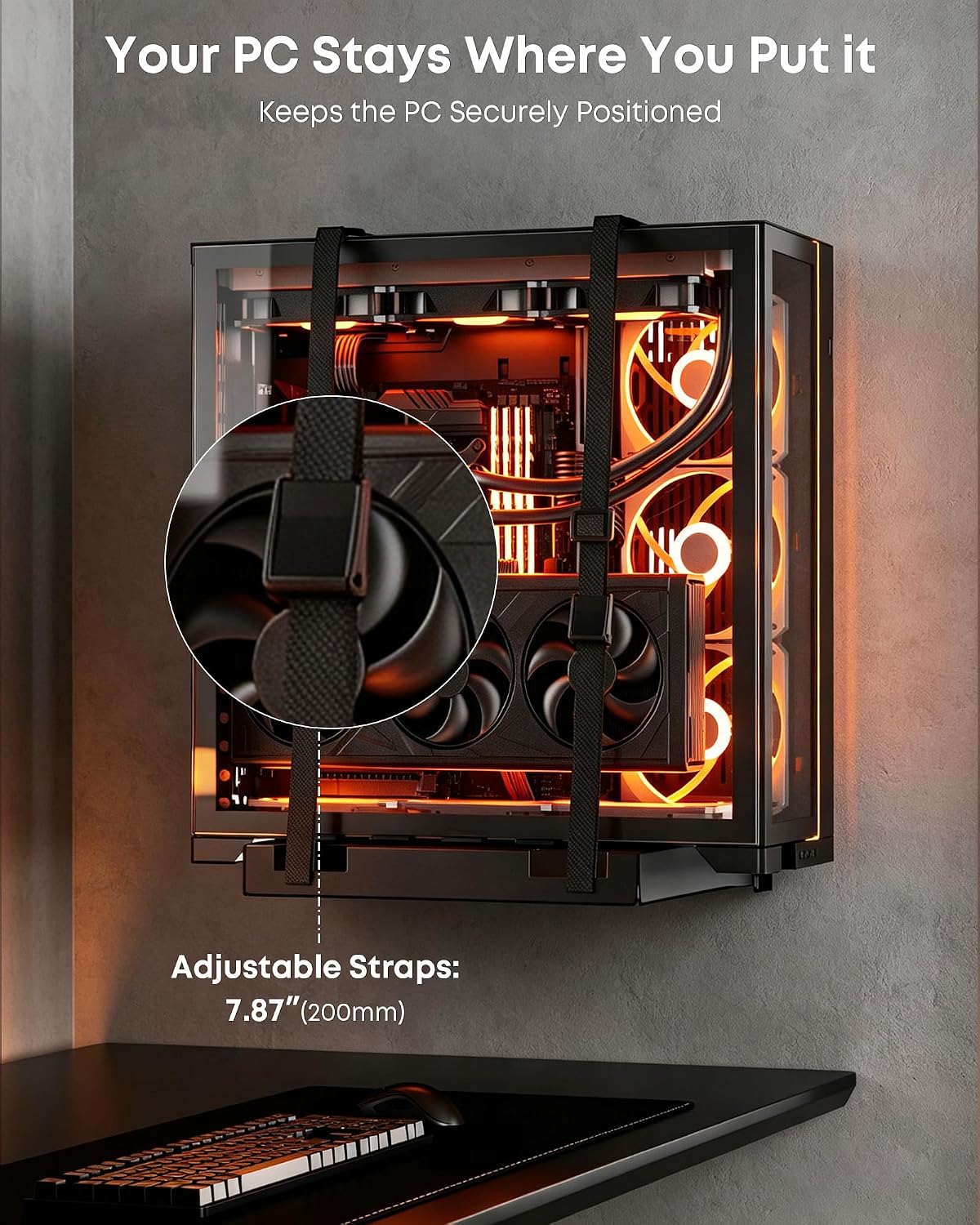 Heavy Duty PC Wall Mount for Most Mid Towers & Gaming PC Cases, Load 66lbs - Image 4