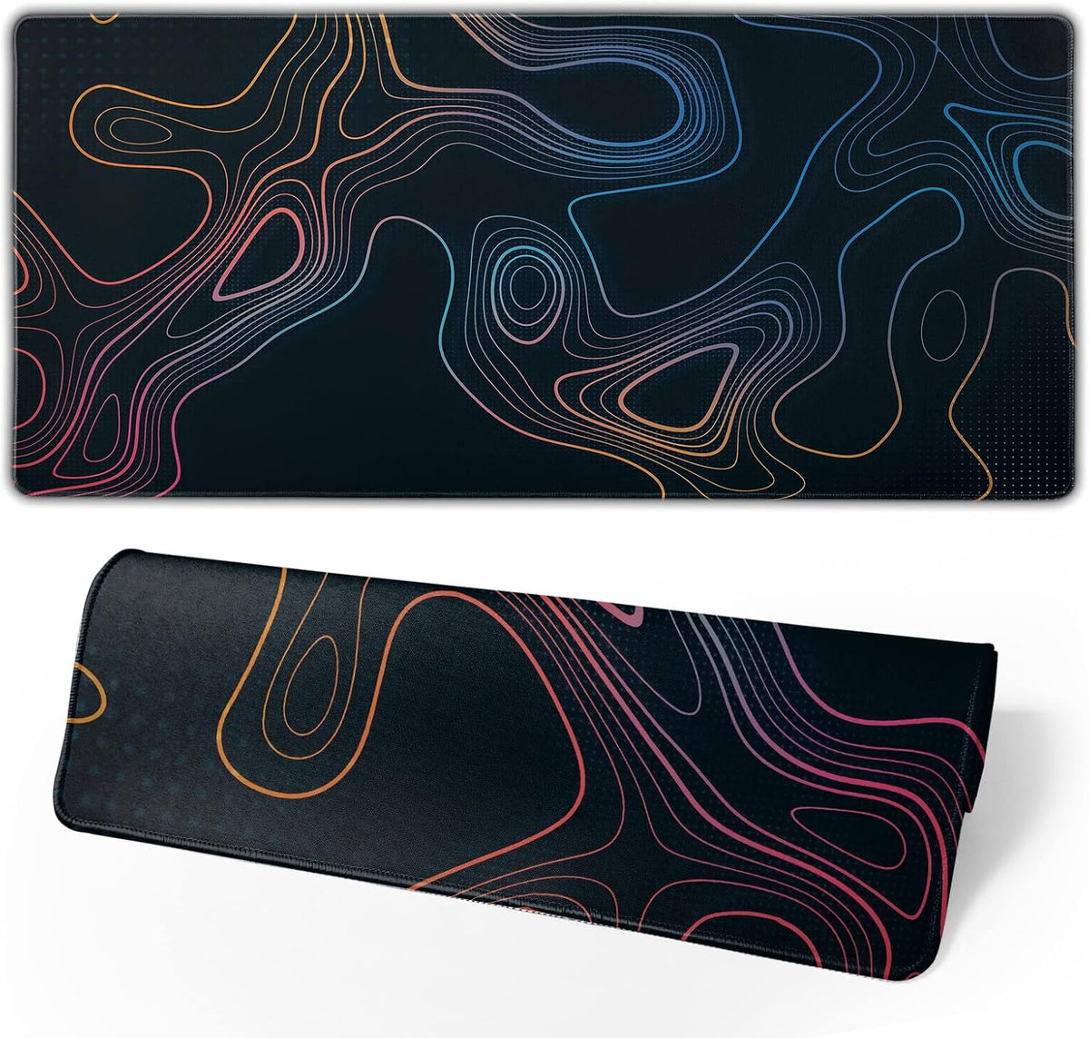 Topographic Contour Map XL Mouse Pad 31.5 x 11.8 Inch Gaming Mousepad Extended Large Mousepad with Nonslip Rubber Base Stitched Edges Laptop Desk Pad Home Office Supplies by Brecoy