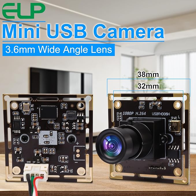 Sony IMX323 Mini USB Camera Module HD 1080P Low Light Webcam with Microphone, 3.6mm Lens, H.264 UVC USB2.0 for Laptop, 3.3ft/1M Cable - Image 8