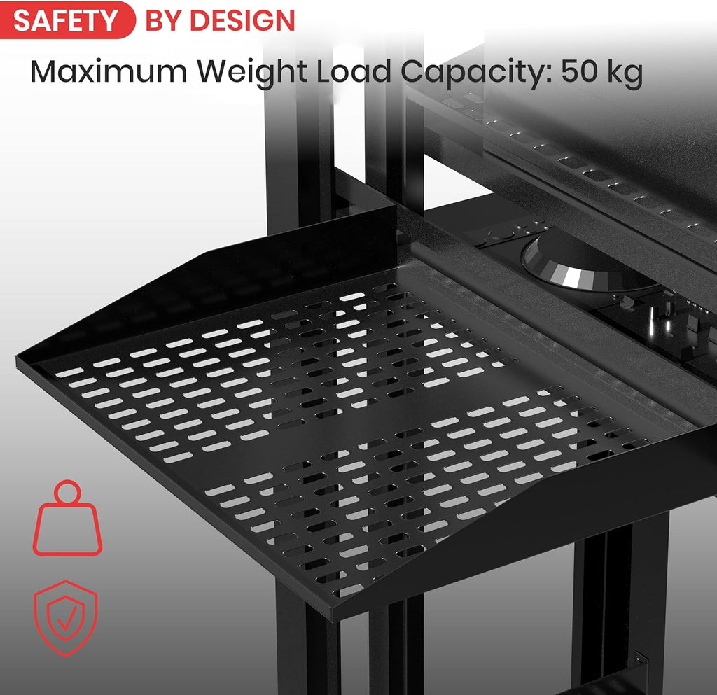 Pyle 19-Inch 1U+2U Server Rack Shelves - Universal Mounting Tray for Computer Racks & Cabinets, Wall Mount Compatible, Ventilated Design for Air Circulation, Black Computer Case,110lbs Weight Capacity - Image 3