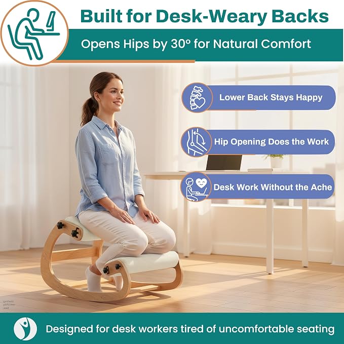 Ergonomic Kneeling Chair with Adjustable Seats - Knee Chair for Posture Correction & Kneel Rocking Stool for Desk - Back Pain Relief for Home and Office, Supports 250 pounds - 5 Years Warranty - Image 4