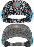 2-Pack Sleeping Headphones, Headband Headphones with Thin Speakers | Wireless Bluetooth Headband for Running Sports Workouts Yoga Travel Meditation Gift for Men Women - Gray&Pattern Black by Mixiba