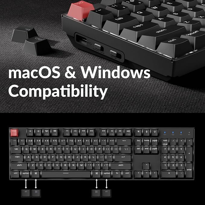 Keychron K10 Version 2 Full Size 104 Keys Bluetooth Wireless Mechanical Gaming Keyboard for Mac Windows Super Brown Switch White LED Backlight/USB C Wired Computer Keyboard - Image 7