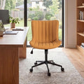 YOUNIKE Office Desk Chair with Wheels Armless Vanity Chair Modern Tan | Faux Leather Upholstered with Rocking Back, Swivel Height Adjustable Small Cute Computer Rolling Task Chair Ergonomic 300lb by YOUNIKE