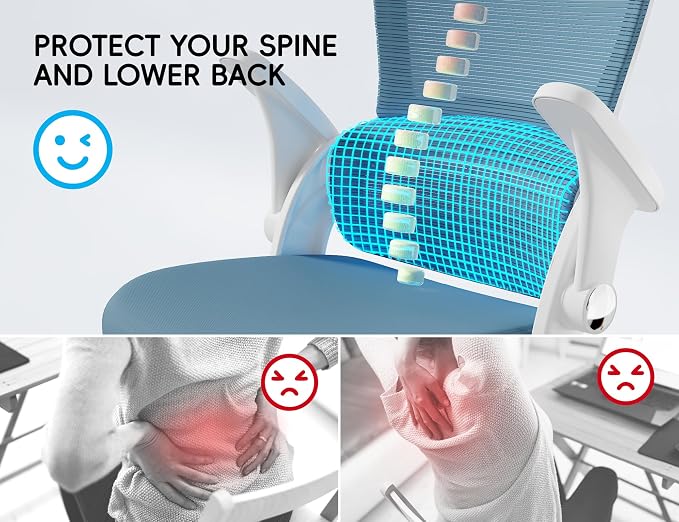 TRALT Office Chair - Ergonomic Office Chair with Back Support for Adults | Home Office Desk Chair with Lumbar Support - Ergonomic Mesh Chairs 330 lb Wide Seat for Work, Study, Office, Gaming(Blue) - Image 3