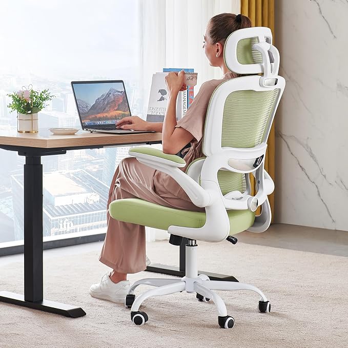 TRALT Office Chair Ergonomic Desk Chair - Gaming Chair with Lumbar Support | 330 LBS Home Office Desk Chairs with Headrest, Reading Chair with Flip-up Armrests, Comfortable Computer Chairs (1, Green) by TRALT
