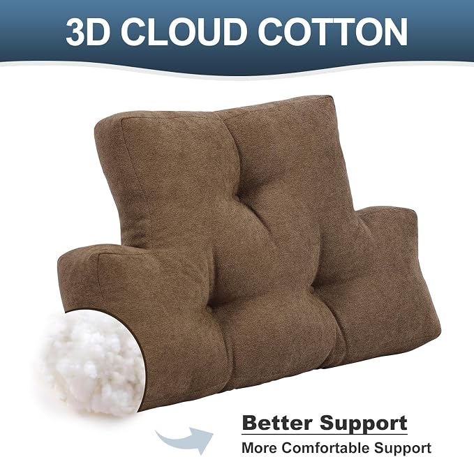 Back Pillow for Recliner Lumbar Support Pillow Soft and Fluffy Back Support Cushion Thick Lumbar Cushion for Chairs, Recliners,Sofa, Couch and Bed for Pain Relief Brown - Image 5