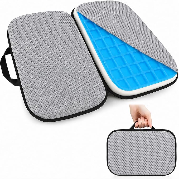 3 in 1 Foldable Gel Seat Cushion Featured with Memory Foam Breathable Seat Cushion for Pressure Relief (Size: 18.5“ x 15" x 2"，Gray Mesh) by Sojoy