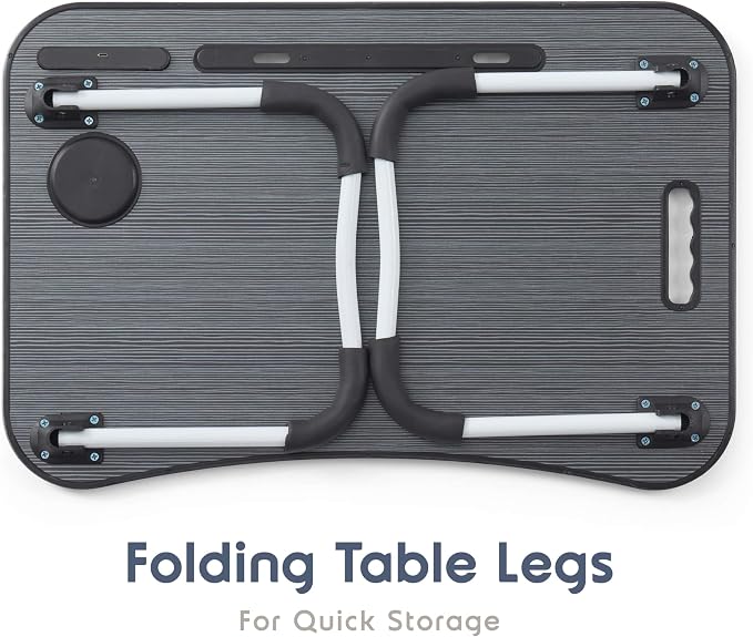 Nestl Foldable Lap Desk - Portable Laptop Stand for Bed, Couch, Work, Reading & Writing, Lap Table with USB Ports, Large Laptop Tray, Black - Image 9