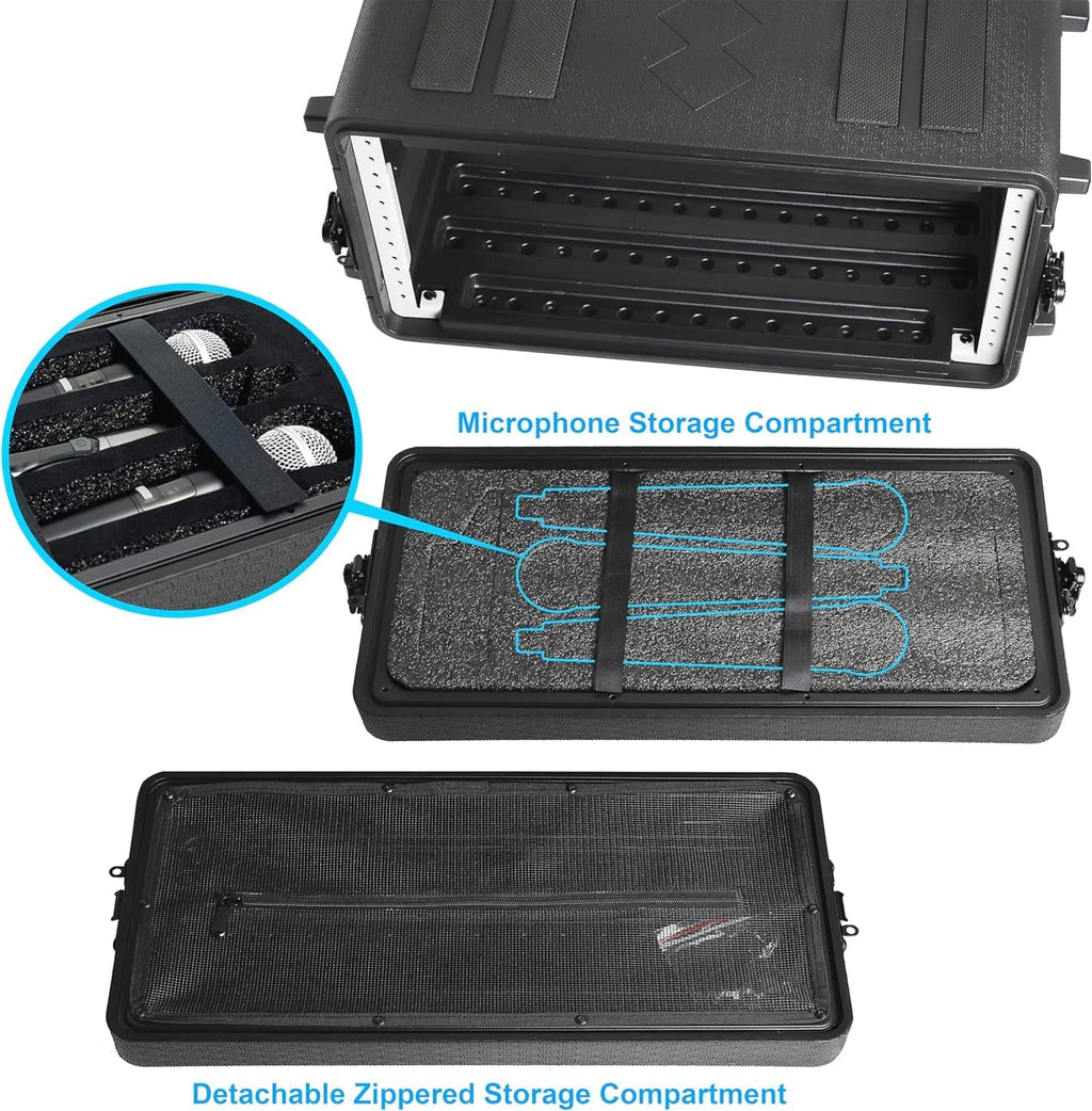 Diandian 4U Rack Case Shallow 16" Depth, Rackmount Flight Case Shock Mount - Image 3