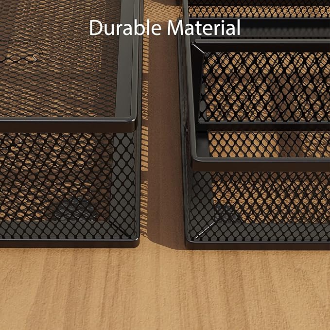 Desk Drawer Organizer Set, 3 Pcs Metal Mesh Office Drawer Organizers, Paper Organizer Letter Tray for Desk, Junk Drawer Organizer for Office, Kitchen, Makeup, Vanity - Image 4