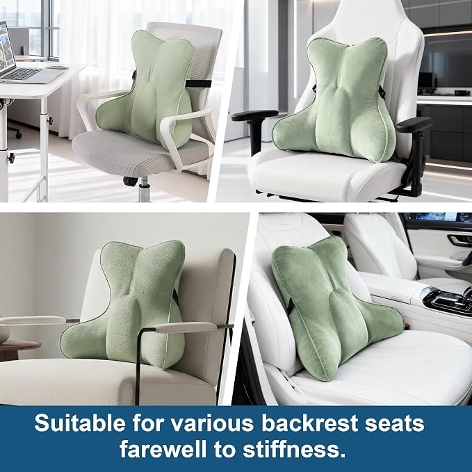 Lumbar Support Pillow (Pat. Pend) for Couch & Recliner, Ergonomic Chair Back Support for Lower Back Pain Relief, Back Support for Couch, with Adjustable Strap to Stay in Place, Celadon Green - Image 6