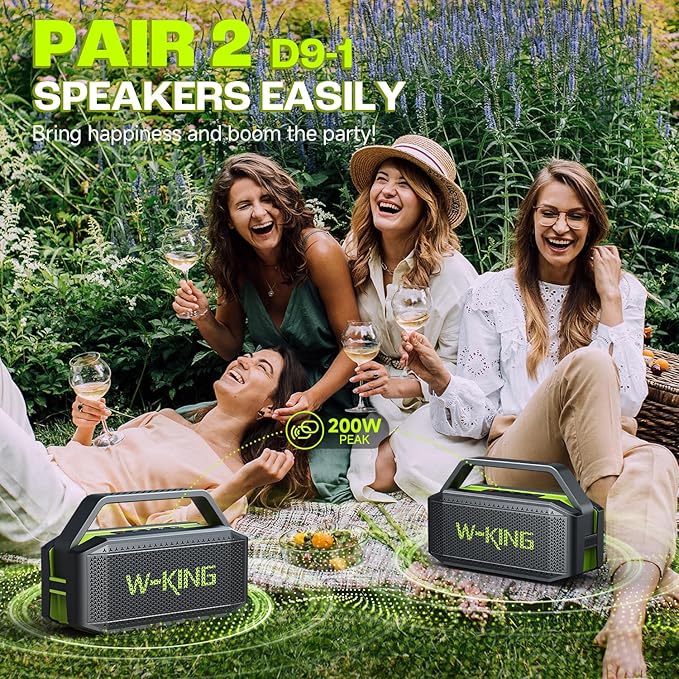 W-KING Bluetooth Speaker 100W Max IPX6 Waterproof Outdoor Portable Loud | 108dB Large Rugged Floating Wireless Boombox Beach Pool Camping Essentials, 60W Deep Bass Radiator EQ, 40H, 2 Pairing, TF AUX - Image 4