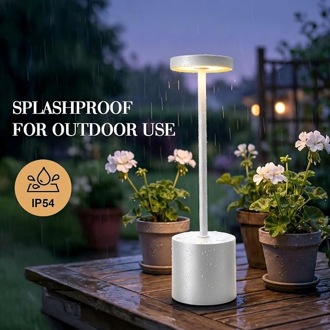 AUDLES White Cordless Table Lamp Set of 2, USB Rechargeable Touch Dimmable | Desk lamp with 3 color temperatures, touch control, USB charging, IP54 rated for bedroom, dorm, office, and nightstand - Image 7