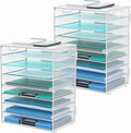9-Tier Paper Organizer for Desk, Letter Tray with Handles, White, 2 Pack | Desk File Organizer with Removable Trays for Sorting Files, Folders, Mail and Printer Paper at Home, School or Office by DALTACK