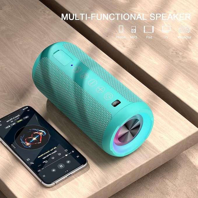Ortizan X10 Portable Bluetooth Speaker, IPX7 Waterproof, Wireless, Teal | 24W Loud Stereo Sound, Deep Bass, Bluetooth 5.3, RGB Lights, Dual Pairing, 30H Playtime for Home/Outdoor/Party, Birthday Gift - Image 5