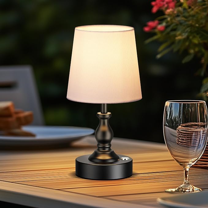Mini Cordless LED Table Lamp, 5200mAh Rechargeable Battery Operated Lamp, 3-Level Brightness, Touch Dimmable Desk Lamp, Bedside Night Light for Patio Camping Restaurant Home, Matte Black - Image 9