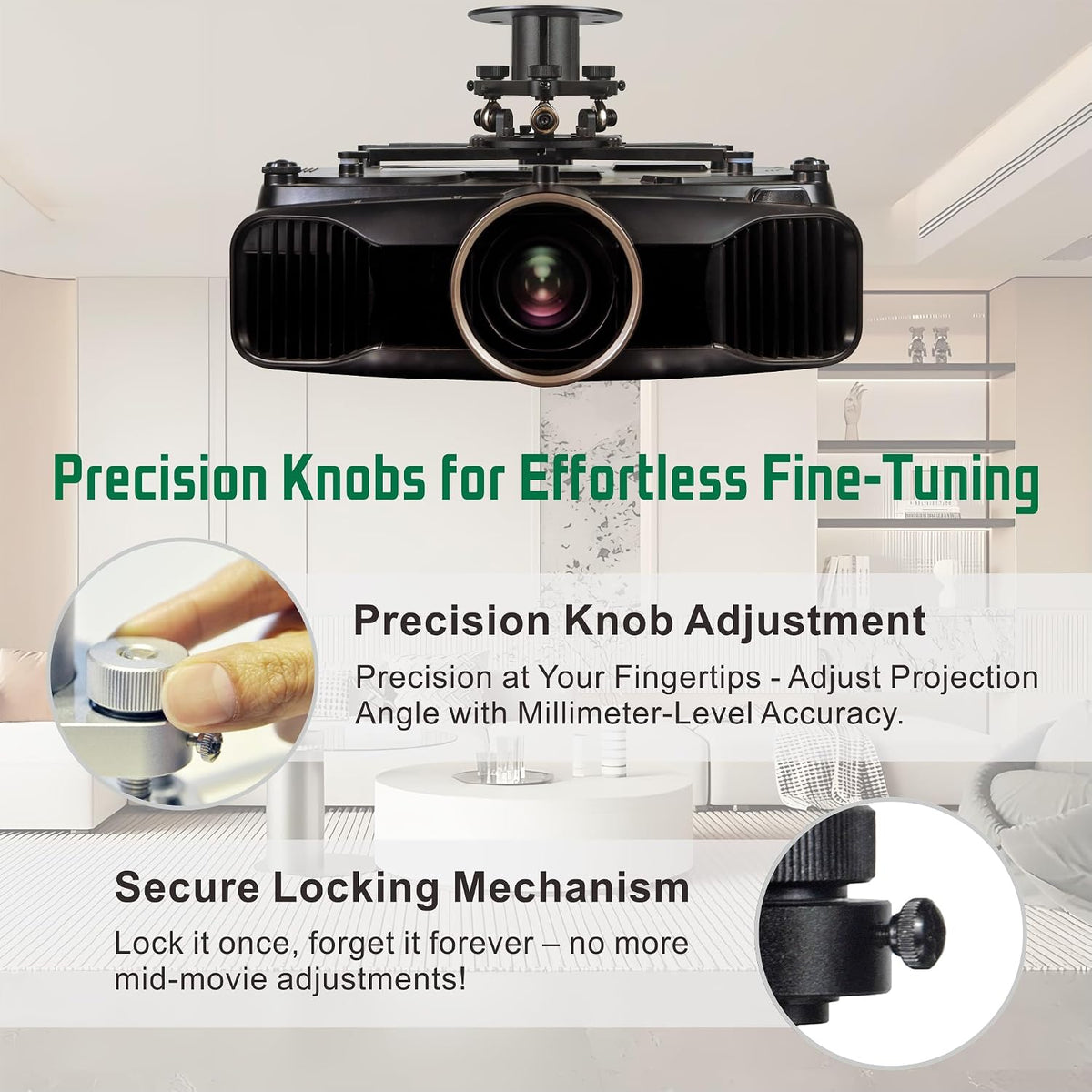 Projector Ceiling Mount, Low Profile 5", 55lbs Max, Silver,LC1212 - Image 4