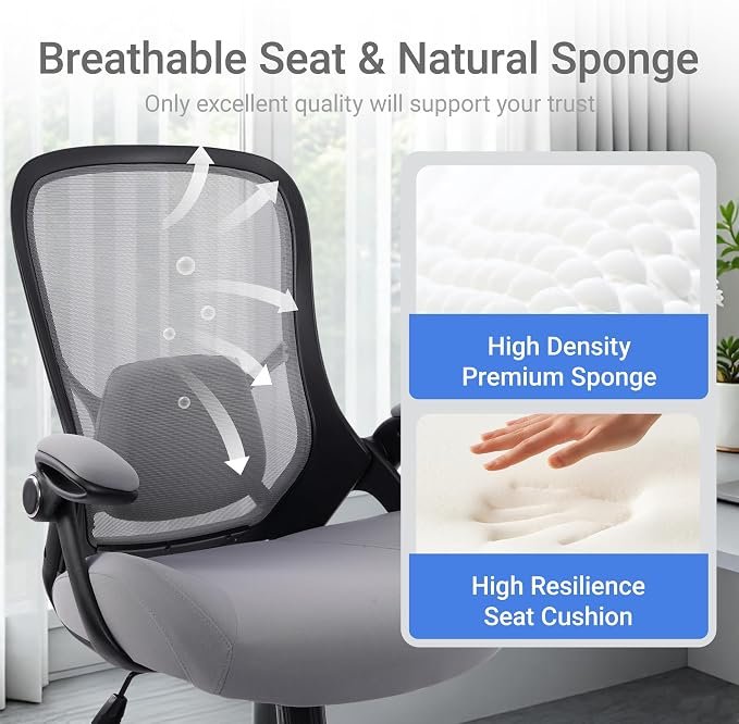 Office Chair Big and Tall 400lbs Desk Chair | 5" Thickened Seat, Breathable Mesh Backrest, Ergonomic Lumbar Support, Home and Office - Image 4