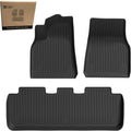 Floor Mats for 2020-2024 Tesla Model Y 5-Seat, 3 PCS Tesla Model Y Accseeories Front & Rear Set, Precision Custom All-Weather TPE Waterproof Floor Liners by Unknown