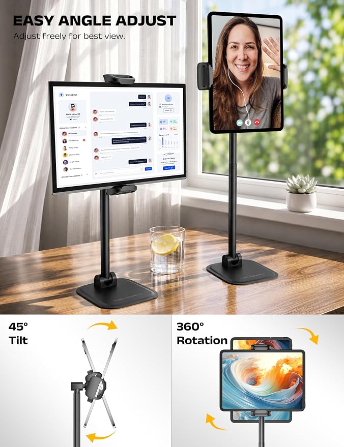 Foldable Portable Monitor Stand,iPad Stand for Desk Holds 4.4LB | Monitor Holder, Adjustable Height & Angle Tablet Holder Stand, iPad Holder Stand Fits 4.7-17" Portable Monitor/Tablet/Phone - Image 5