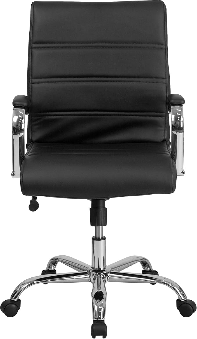 Flash Furniture Mid-Back Black LeatherSoft Executive Swivel Office Chair with Chrome Base and Arms - Image 13