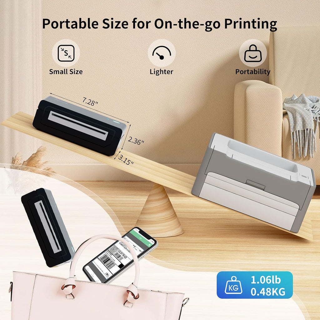 Gloryang Bluetooth Thermal Shipping Label Printer, 4X6 Inkless Label Machine for iOS, Android, Laptop, Wireless Printer for Small Business, Compatible with Amazon, UPS, Shopify, Black - Image 2