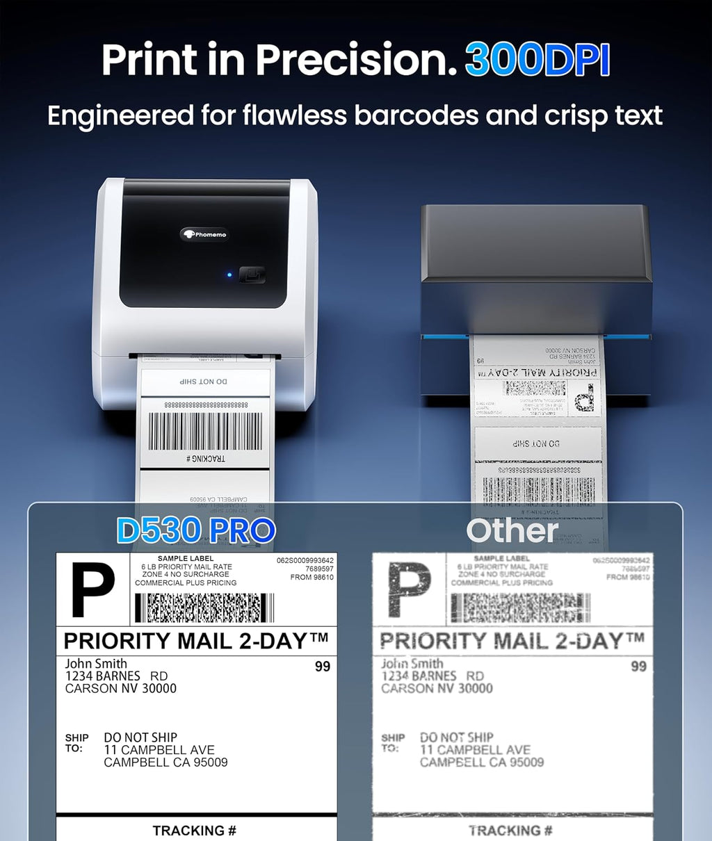 Phomemo 4x6 Shipping Label Printer 300DPI with 500 Pcs Labels - Image 3