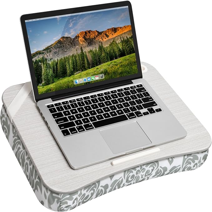 LAPGEAR Designer Lap Desk – Gray Damask, 2-Pack with Storage Basket - Image 8