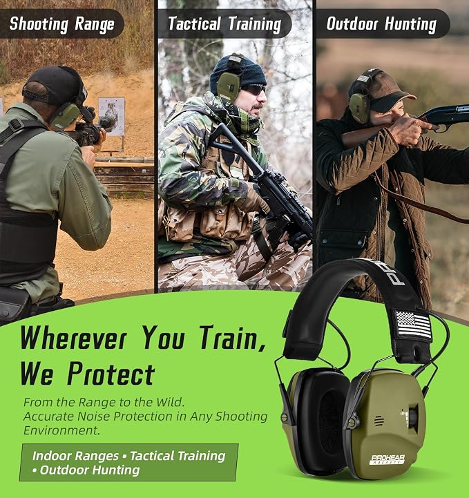 PROHEAR Digital Electronic Shooting Ear Protection 5X Sound Amplification Earmuffs, 23dB NRR Low Profile Noise Reduction Hearing Protection for Gun Range and Hunting, Green - Image 6