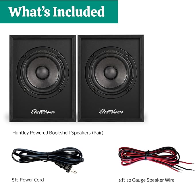 Electrohome Huntley Powered Bookshelf Speakers with Built-in Amplifier and 3" Drivers for Turntable, TV, PC and Wireless Music Streaming Featuring Bluetooth 5, RCA and Aux (EB10B) - Image 9