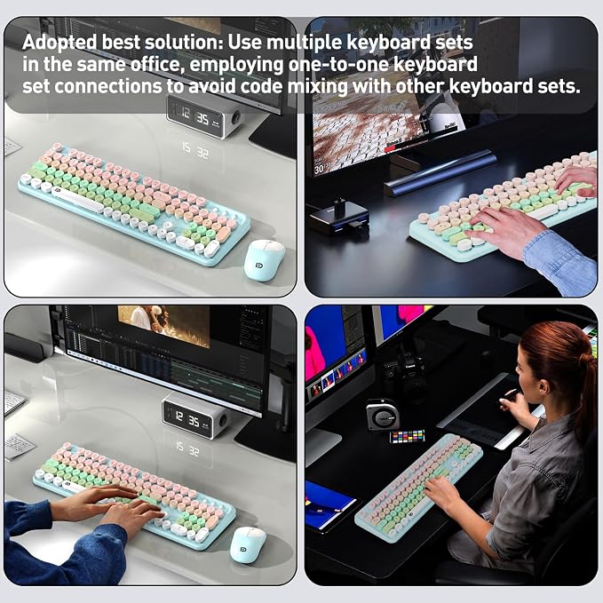 2.4GHz Wireless Keyboard and Mouse Set with Switch Button - Full-Size Keyboard - Compatible for Windows/Laptop/PC/Notebook/Smart TV and More - Green - Image 7